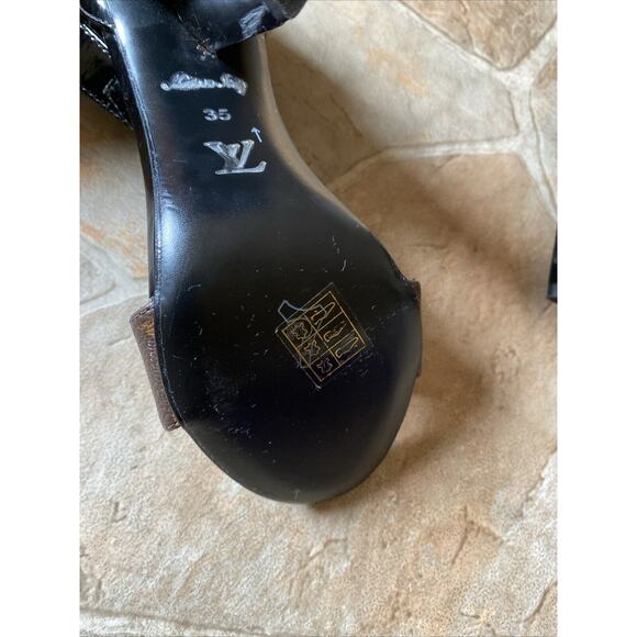 USED LOUIS VUITTON Monogram Silhouette line Shoes heel Sandals EU35 - Picture 6 of 10